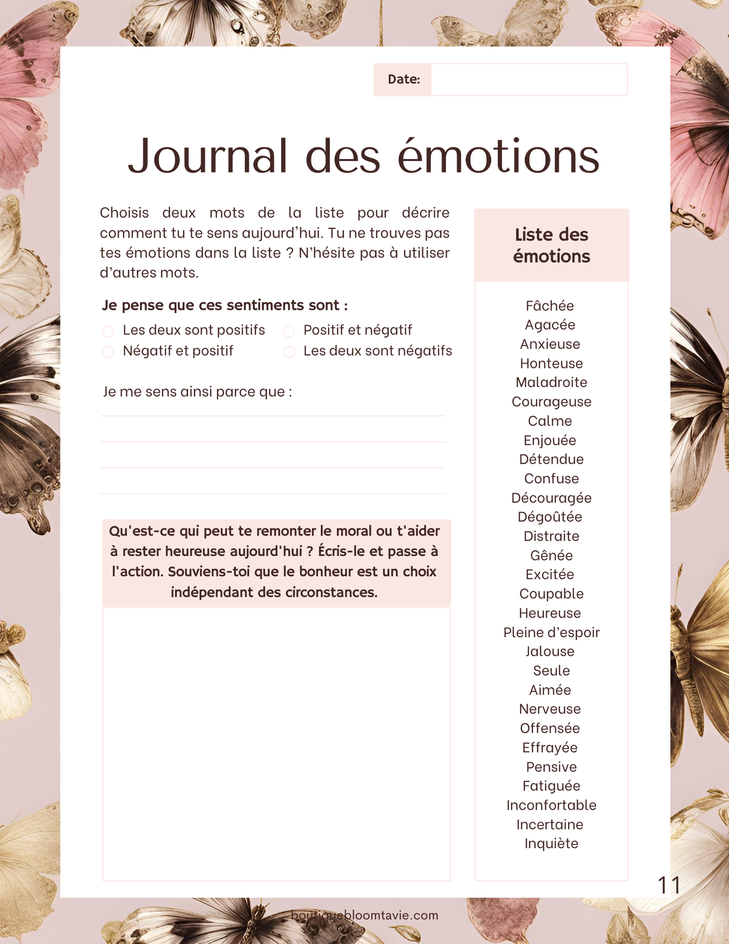 Journal de Bien-Être Émotionnel - PDF à télécharger et imprimer