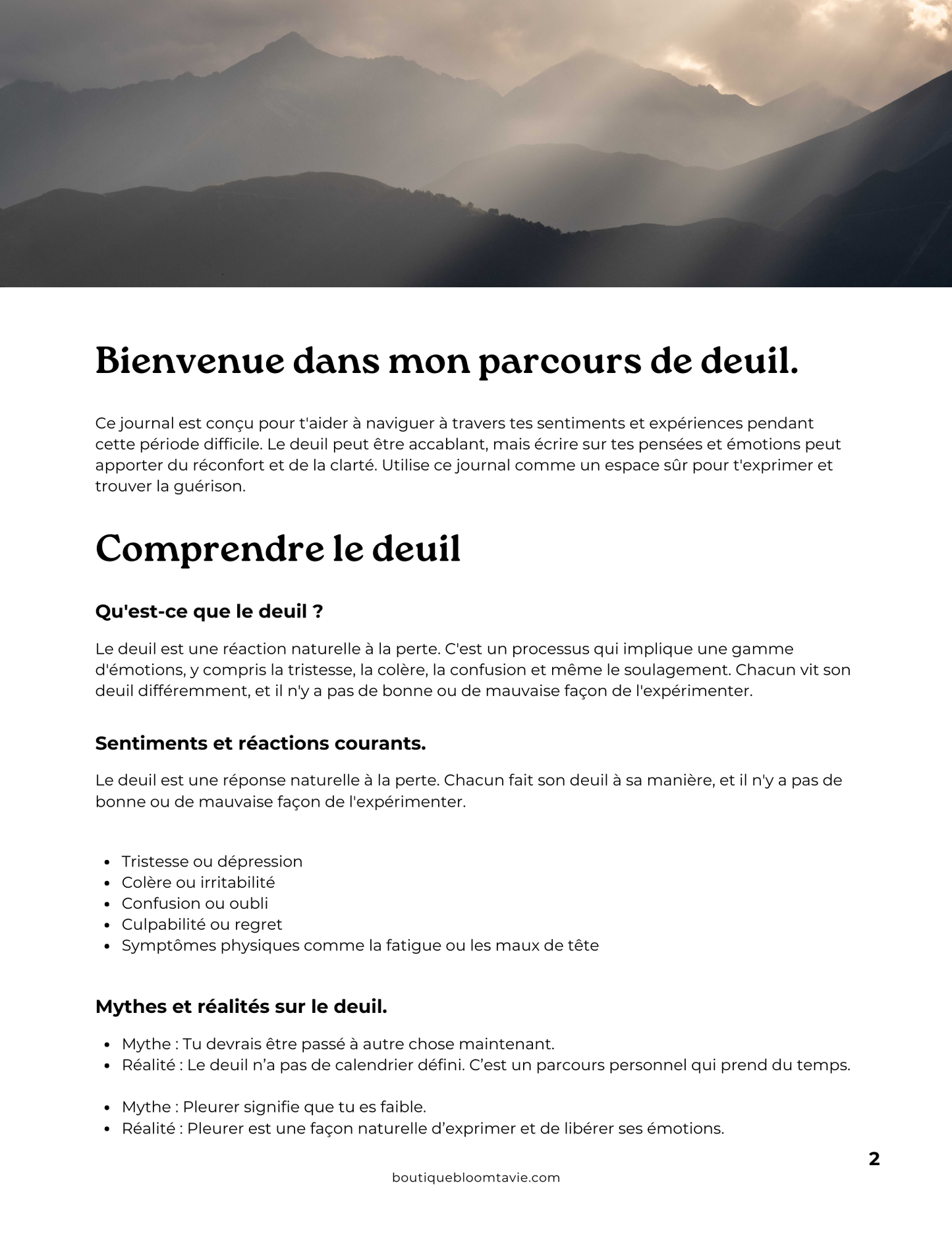 Journal sur le deuil pour adolescents - PDF à télécharger et imprimer
